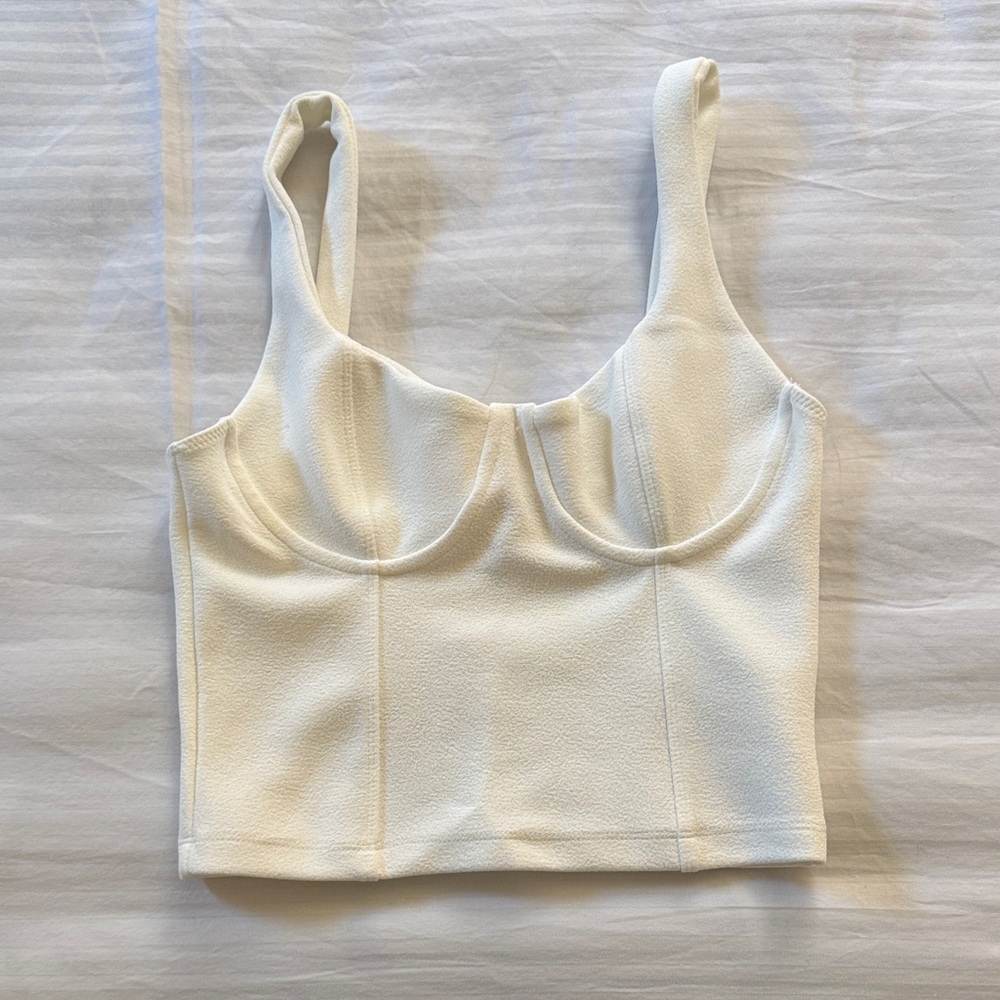 Zara Cream Textured Bustier Top